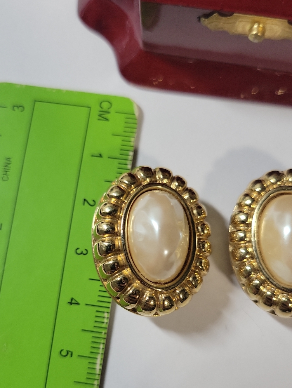 Vintage Givenchy Classic Gold-Tone Pearl Cabochon Earrings - Picture 6 of 6
